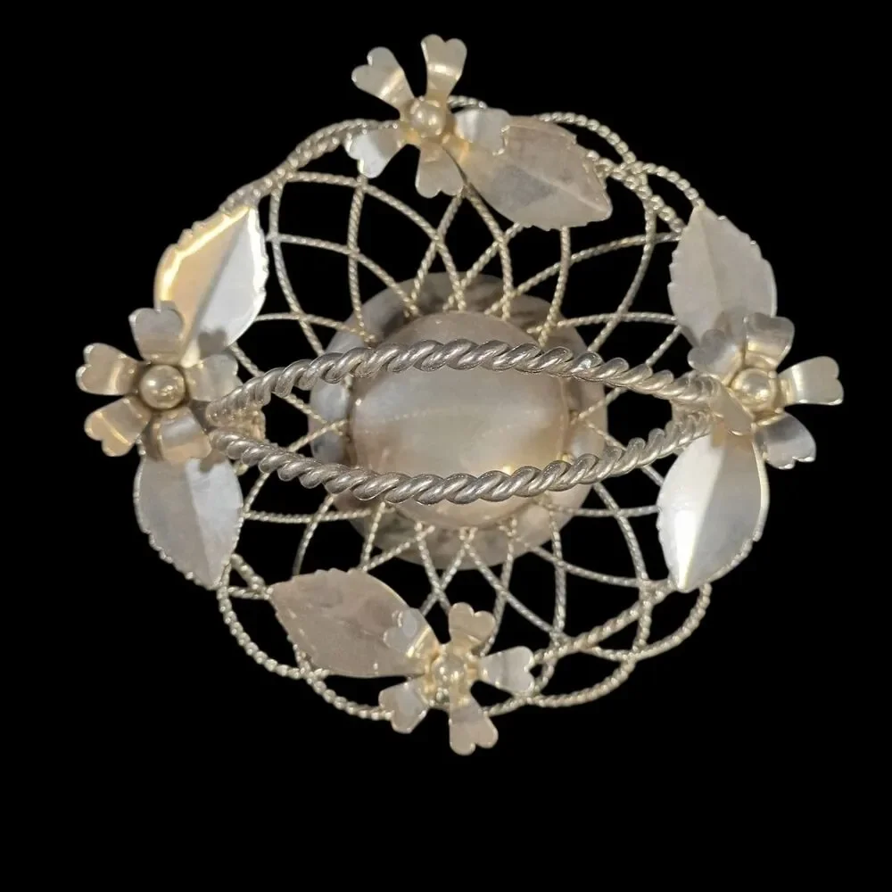 Vintage Silverplated Wire Basket by Studio Silversmiths, Floral Theme